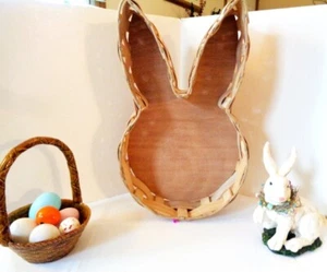Basket BUNNY RABBIT Shaped Wicker EASTER Home Decor - 16” X 9 x 3 ” - Picture 1 of 5