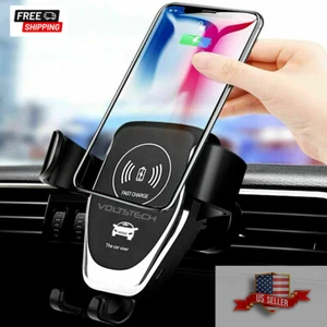 Car Mount Qi Wireless Charger Air Vent Phone Holder Fast Charging For Cellphones - Picture 1 of 12