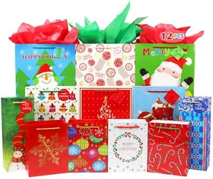 Christmas Gift Bags Bulk Set Includes 3 Extra Large 3 Large 2 Bottle 4 Medium... - Picture 1 of 8
