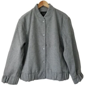 Endless Rose Oversized Felt Varsity Jacket Womens L Gray Wool Blend NWOT $170 - Picture 1 of 7