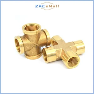 Brass BSP X Cross Equal Female Thread 4-way Connector Pipe Fittings Tubing - Picture 1 of 2