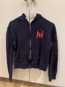 Vintage Hawaii Hoodie Sweatshirt Girl’s XL Women’s XS Maui Full Zip Blue Neon Hi - Picture 1 of 8