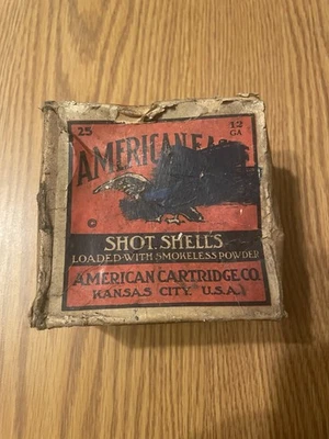 Vintage American Eagle 12 Gauge Smokeless Shotgun Shell Box Hunting Empty Box - Image 1 of 4