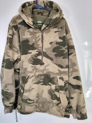 Cabela's Berber Fleece Windshear hooded 1/2 zip pullover Men's XL camo NWOT cond - Image 1 of 4