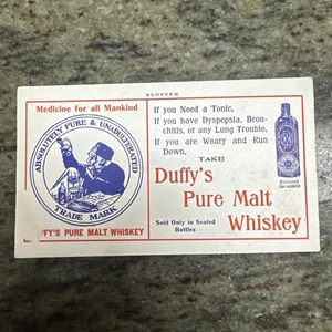 Vintage 1880’s Era Duffy's Pure Malt Whiskey Ink Blotter Duffy's Tonic Stimulant - Picture 1 of 3