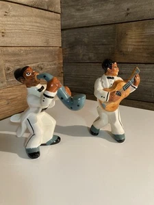 Vintage Art Deco Black Jazz Musician Figurines, Very Rare circa 1940, set of 2 - Picture 1 of 9