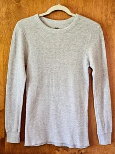 Fruit of the Loom Gray Crew Neck Waffle Thermal Sweater Women's Size Medium - Picture 1 of 4