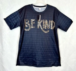 Pink Daisy Women’s Shirt Sleeve Animal Print “Be Kind” Tee Shirt / Medium - Picture 1 of 7