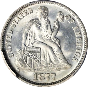 1877 Liberty Seated Dime. Type II Reverse. MS-67 (PCGS). CAC. - Picture 1 of 4