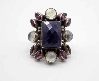 Anillo Nicky Butler Edición Limitada Zafiro Piedra Lunar Granate Plata de Ley Talla 6 Foto 1 de 4