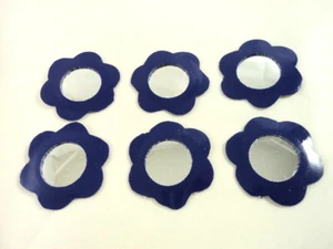 25 verspiegelte blaue Gänseblümchen Blume Vinyl Bügelbild Patch Applikationen 1-1/4" - Bild 1 von 2