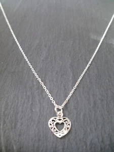 Small Heart Pendant 925 Sterling Silver 18" Chain Necklace Love Gift Bag or Box - Picture 1 of 9