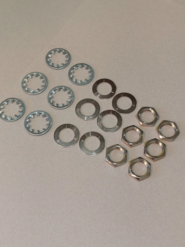 switchcraft jack or pot bright nickel plated hex nut & flat washer hardware