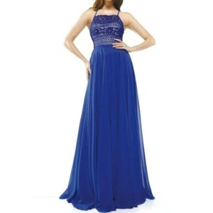 Farben Kleid blau 6 Spitzen Träger Rücken Abschlussball Hochzeit Gastkleid - Bild 1 von 11
