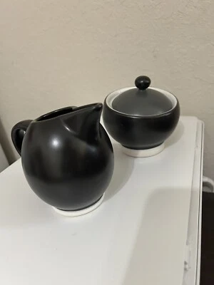 Pfaltzgraff Sphere Black Creamer, Sugar W/ Charcoal Lid - Image 1 of 4