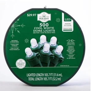 New 500 Dome LED Christmas Lights, 105.75 ft, Cool White Green Wire Holiday - Picture 1 of 3
