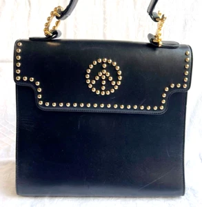 MOSCHINO Peace Symbol Leather Satchel - Picture 1 of 13