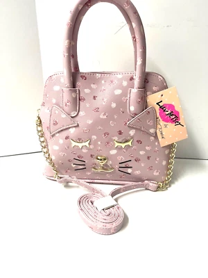 Luv BETSEY JOHNSON Cat Purse Crossbody Satchel Purple Animal Print LBLINI NWT - Image 1 of 4