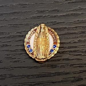 Coca Cola 20 Year Service Pin Pinback, 10k Yellow Gold, 4 Sapphires - Picture 1 of 4