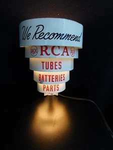 VINTAGE 1950s RCA VICTOR RADIO TUBE ANTIQUE ADVERTISING ART DECO SIGN & LAMP !! - Picture 1 of 11