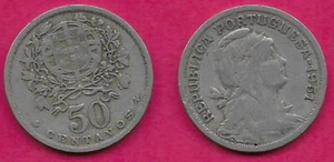 PORTUGAL 50 CENTAVOS 1951 ALLEGORY OF REPUBLIC FACING RIGHT,WITH COUNTRY NAME AN - Picture 1 of 1