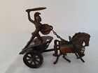 Vintage Figurine Roman Gladiator Warrior in Chariot With Horses Ornament Soldier