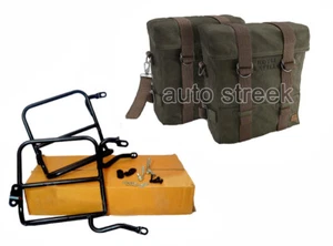 For Royal Enfield Classic 350 500 Olive Green Pannier Bags with Mounting - Picture 1 of 4