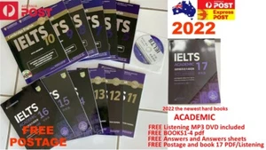 EXPRESS POST/2022THE NEWEST IELTS BOOKS 1-17 ACADEMIC VER/FREE POSTAGE/DVD/ - Picture 1 of 6