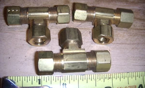 3 BRASS Union Tee, 3/8" Tube x 3/8" Tube x 3/8" Tube* - Picture 1 of 1