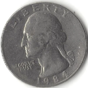 1984 - P 25c Washington Quarter, (US MÜNZE, GELD, SAMMLERSTÜCK) - Bild 1 von 2