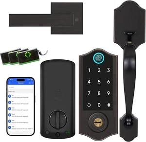Harfo Fingerprint Smart Door Lock for Front Door with Handle Set, App Control - Picture 1 of 7