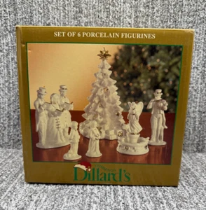 Dillards Borten 6er Set Porzellan Figuren Weihnachtsbaum mit Beleuchtung - Bild 1 von 3