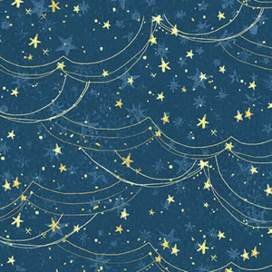 CHRISTMAS MAGIC ~ GOLD Stars on Dark Blue Tonal ~ Kelly Rae Roberts ~By-The-Yard - Picture 1 of 1