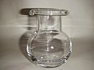HANDBLOWN PONTIL 3/16" THICK CLEAR GLASS VINTAGE BULB VASE 4.50" CURLED LIP TUFF - Picture 1 of 5