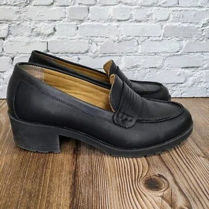Eastland Newbury Black Leather Penny Loafers 1" Heel Women 7 7.5 M 38 Ortholite  - Picture 1 of 12