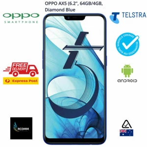 TELSTRA OPPO AX5 BLUE Octa Core 4GB Ram 6.2'' 64GB Dual Rear Cam AU STOCK SEALED - Picture 1 of 7