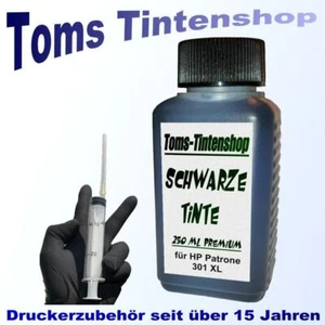 250 ml schwarze Tinte 301 Premium Pigment Nachfülltinte für HP 301 Patronen - Bild 1 von 3