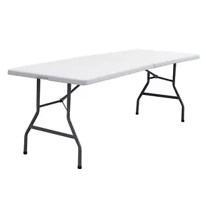 8 Ft Portable Plastic Folding Table Camping Picnic BBQ Table Indoor Ourdoor - Picture 1 of 12