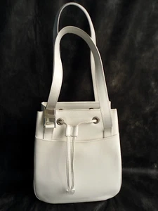 Gucci Bucket Drawstring Handbag White Leather Purse Serial No. : 001-2296-1712 - Picture 1 of 19