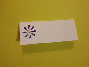 50 two coloured Flower wedding place name cards - Cadburys Purple and White - Picture 1 of 1