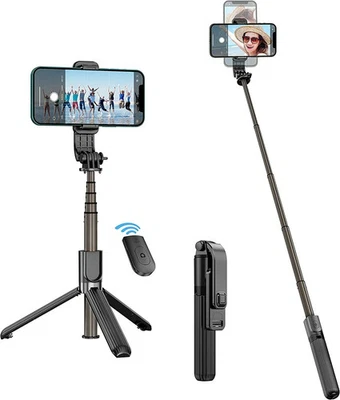 Texlar 33" Selfie Stick Trípode con Control Remoto para iPhone 17/16/15/14 y Más Foto 1 de 4