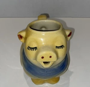Vintage Shawnee Pottery USA Smiley Pig Yellow & Blue Creamer D3 - Picture 1 of 7