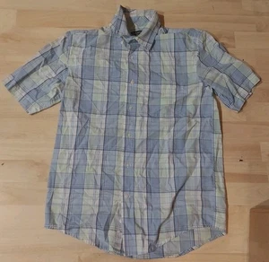 Camisa clásica a cuadros con botones azul manga corta George para hombre talla S (34-36) - Imagen 1 de 1