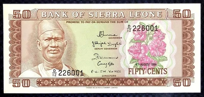 1979~84 SIERRA LEONE - 50 CENTS - P#4 - GEM UNC - L4 - Image 1 of 2