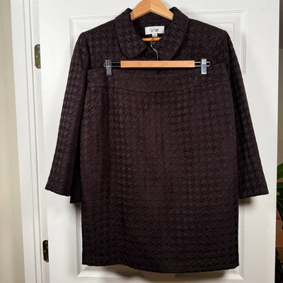 Le Suit Sz 18 Black Herringbone Skirt Suit Dark Academia Workwear - Image 1 of 4