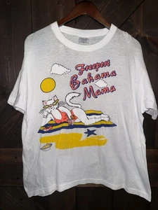 VTG 90s Sexy Cat Freeport Bahama Mama Women’s T-shirt XL Puff Paint - Picture 1 of 6