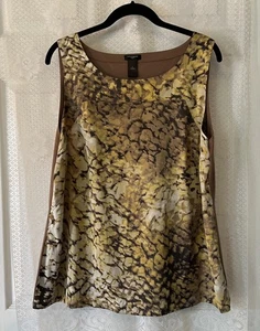 Top blusa Ann Taylor senza maniche stampa rettile animalier XL elasticizzato - Foto 1 di 7