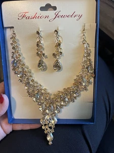 modeschmuck halskette und ohrringe set gold - Bild 1 von 6