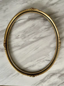 Antique Ornate Floral Oval Solid Wood Frame Gold Guild Fits 14”x17” - Picture 1 of 8