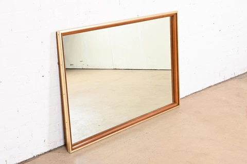 John Widdicomb Mid-Century Modern Cherry and Brass Large Wall Mirror, 1950s Cover